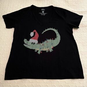 Raw Threads Athletic Santa Alligator Holiday Bamboo Running Shirt (size Large)